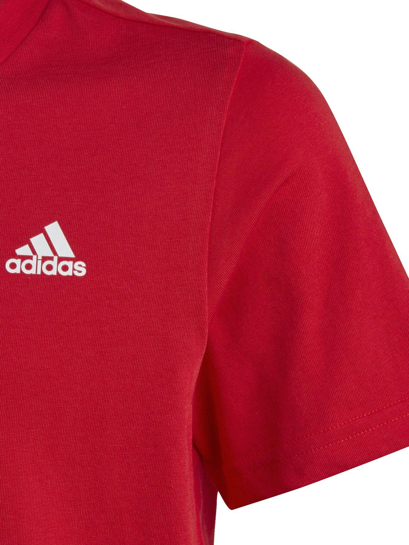  image of adidas-sportswear-unisex-junior-essentials-small-logo-tee-red