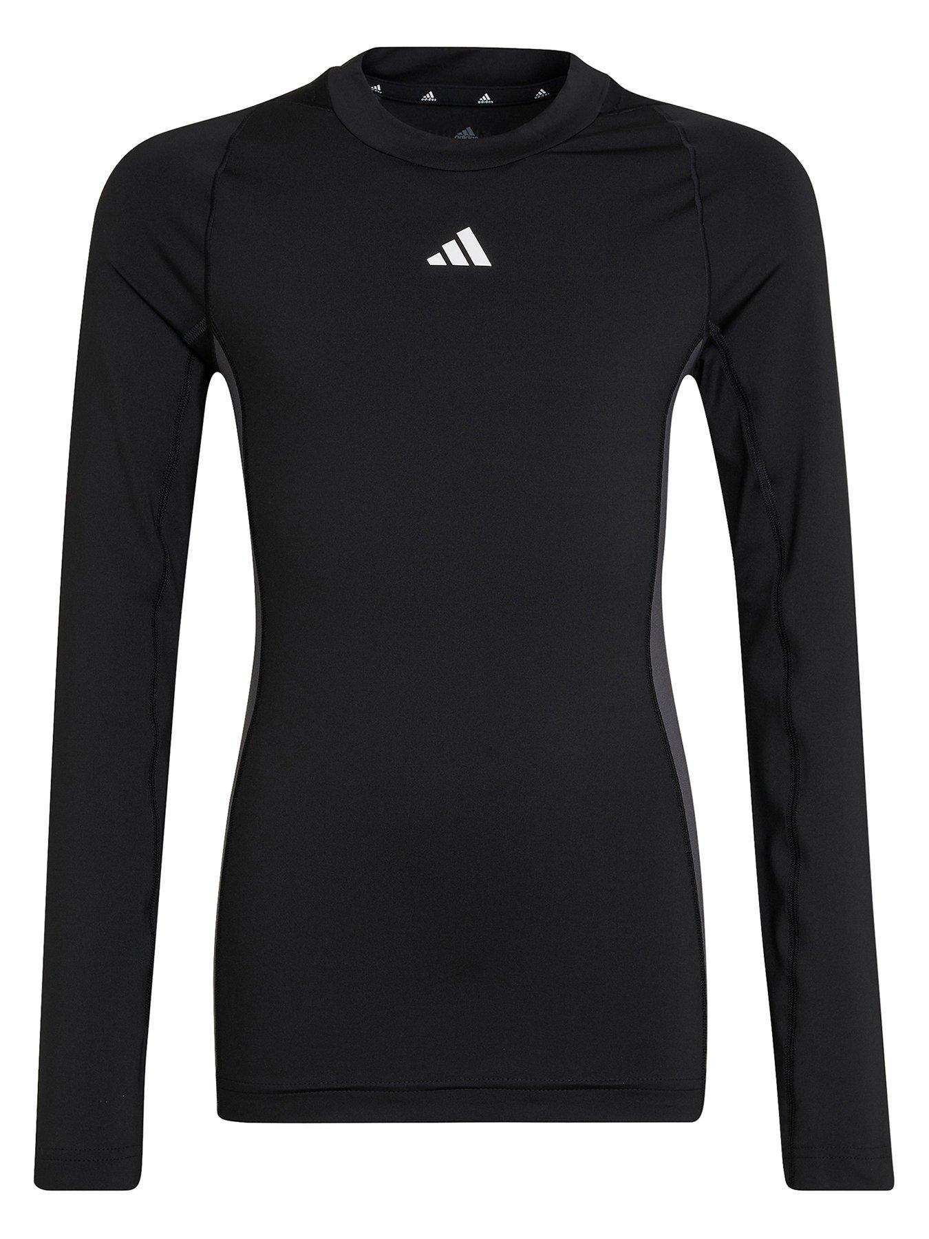 Junior Boys Tech fit Long Sleeve Tee Base Layer Black Grey