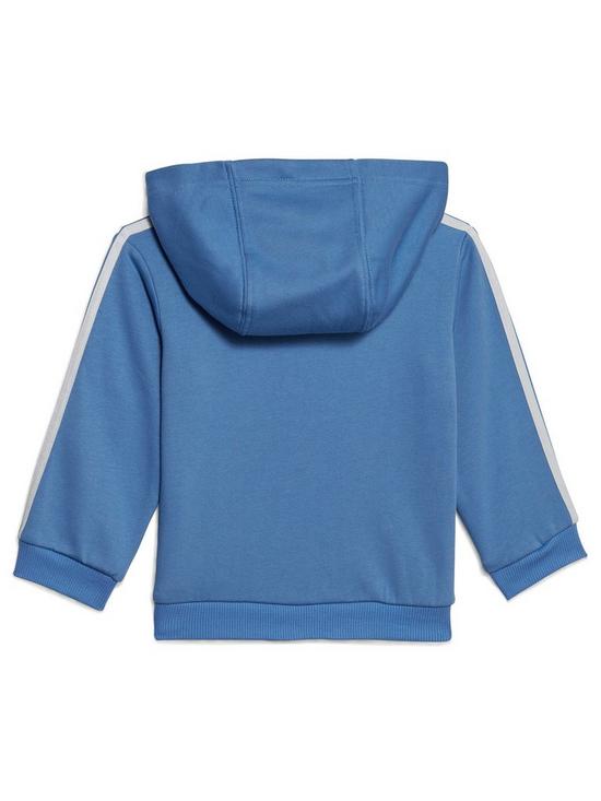 back image of adidas-sportswear-infant-3-stripes-full-zip-hoodie-amp-jogger-set-blueblack