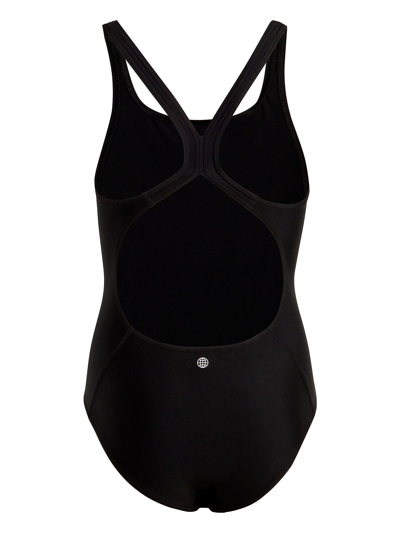  image of adidas-girls-3-bars-logo-swimsuit-black