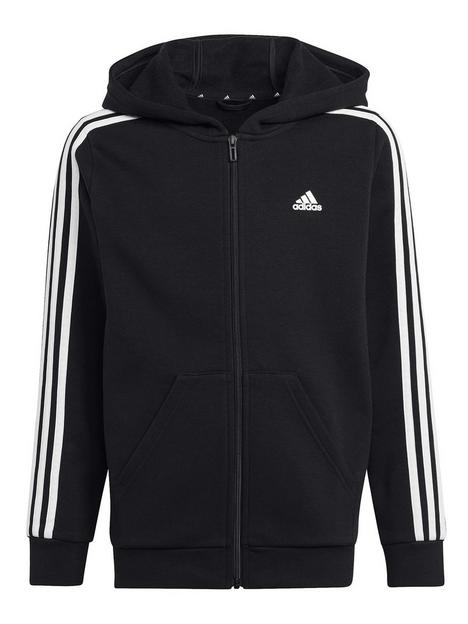 adidas-sportswear-essentials-junior-3-stripe-zip-through-hoodie-black