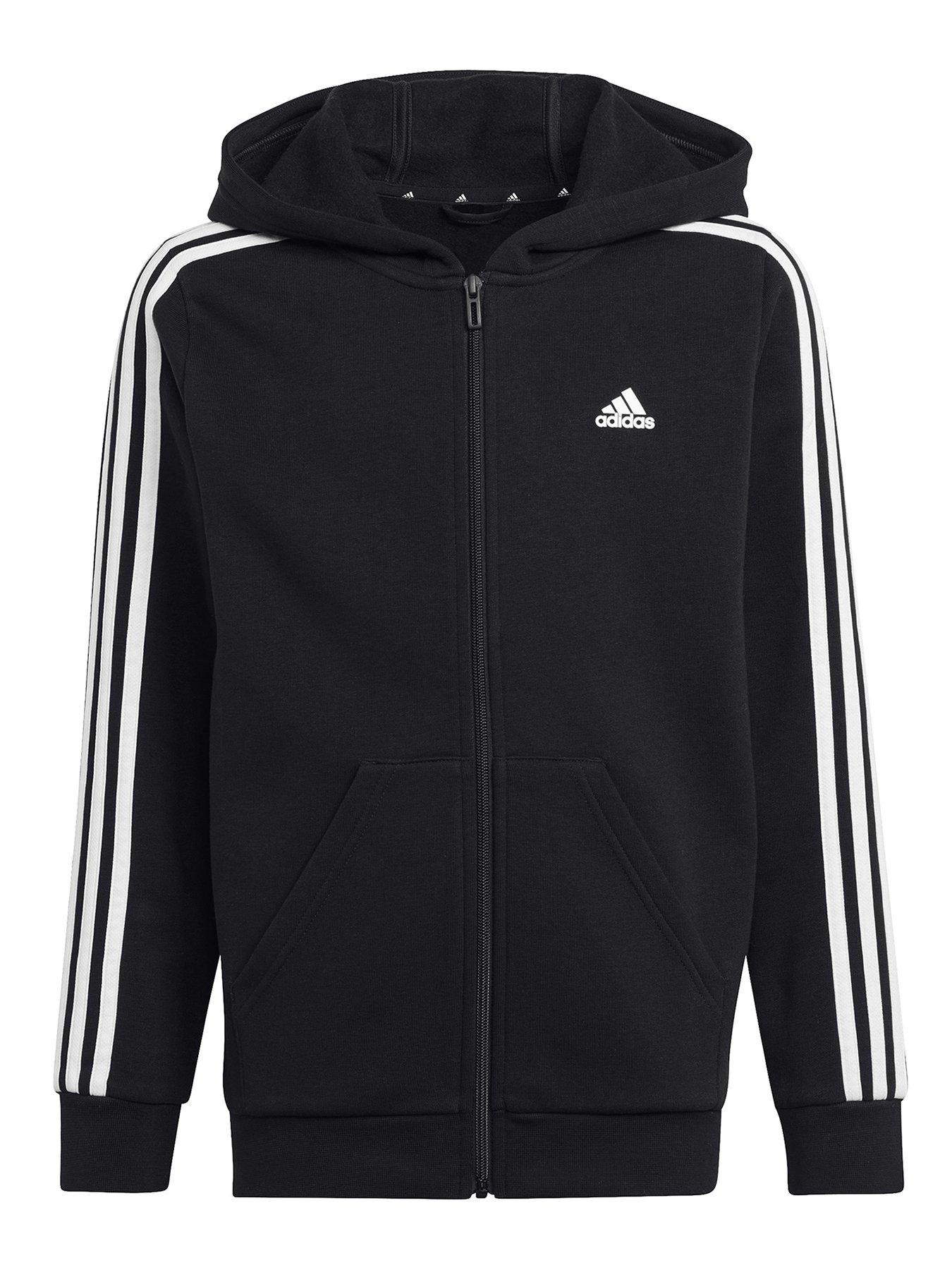 Adidas originals three stripe store zip thru hoodie in grey