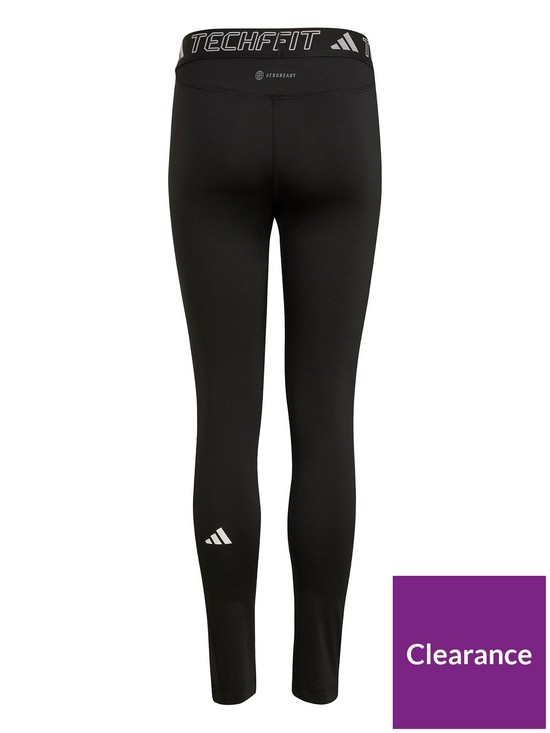 back image of adidas-junior-boys-tech-fit-legging-base-layer-blackwhite