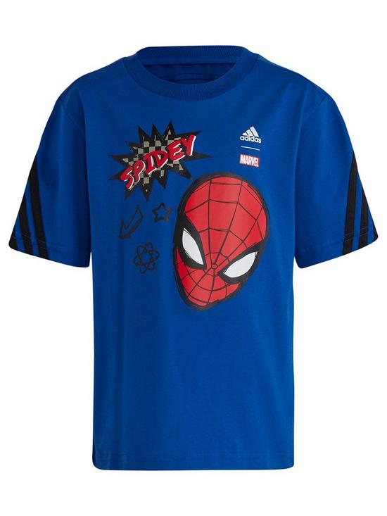 front image of adidas-sportswear-kids-disney-spiderman-tee-blue