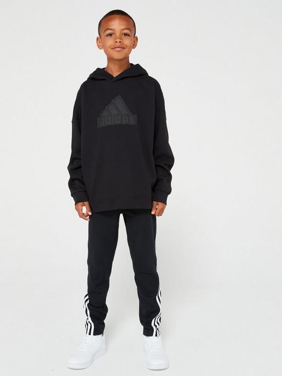 front image of adidas-sportswear-unisex-junior-future-icons-badge-of-sport-logo-hoodie-black