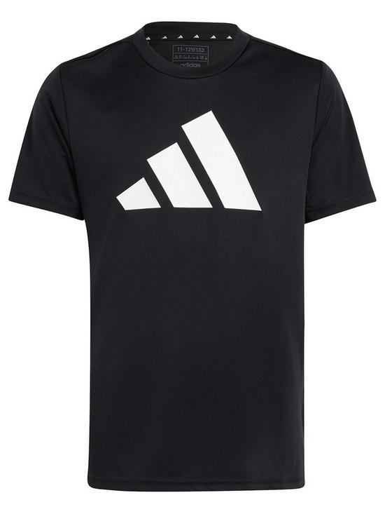 front image of adidas-junior-unisex-train-essentials-logo-tee-blackwhite