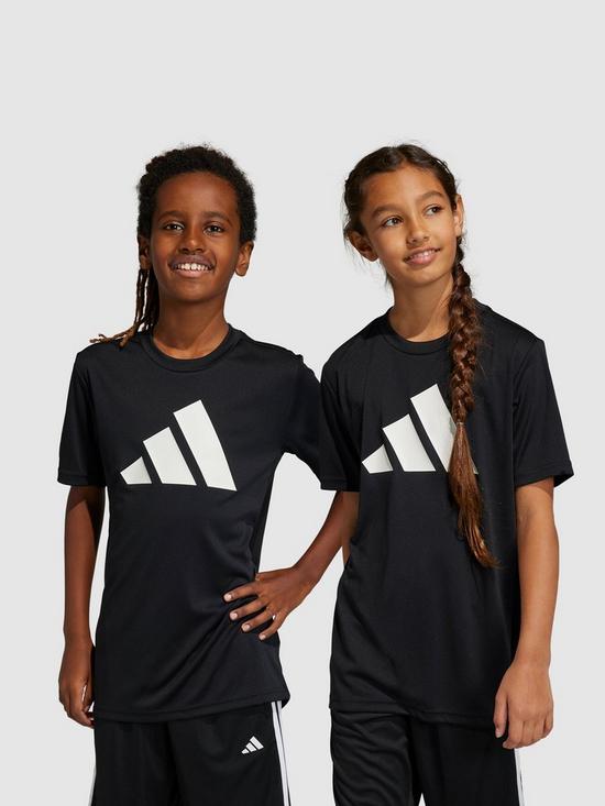 stillFront image of adidas-junior-unisex-train-essentials-logo-tee-blackwhite