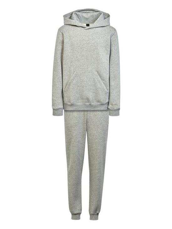 front image of adidas-sportswear-junior-all-szn-fleece-hooded-tracksuit-grey