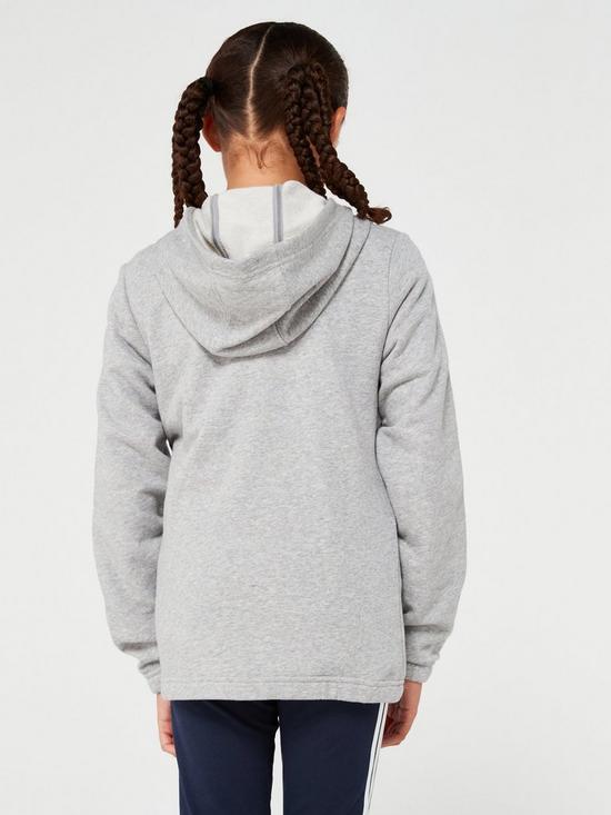 stillFront image of adidas-sportswear-junior-girls-essentials-3-stripe-full-zip-hoodie-greywhite