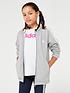  image of adidas-sportswear-junior-girls-essentials-3-stripe-full-zip-hoodie-greywhite