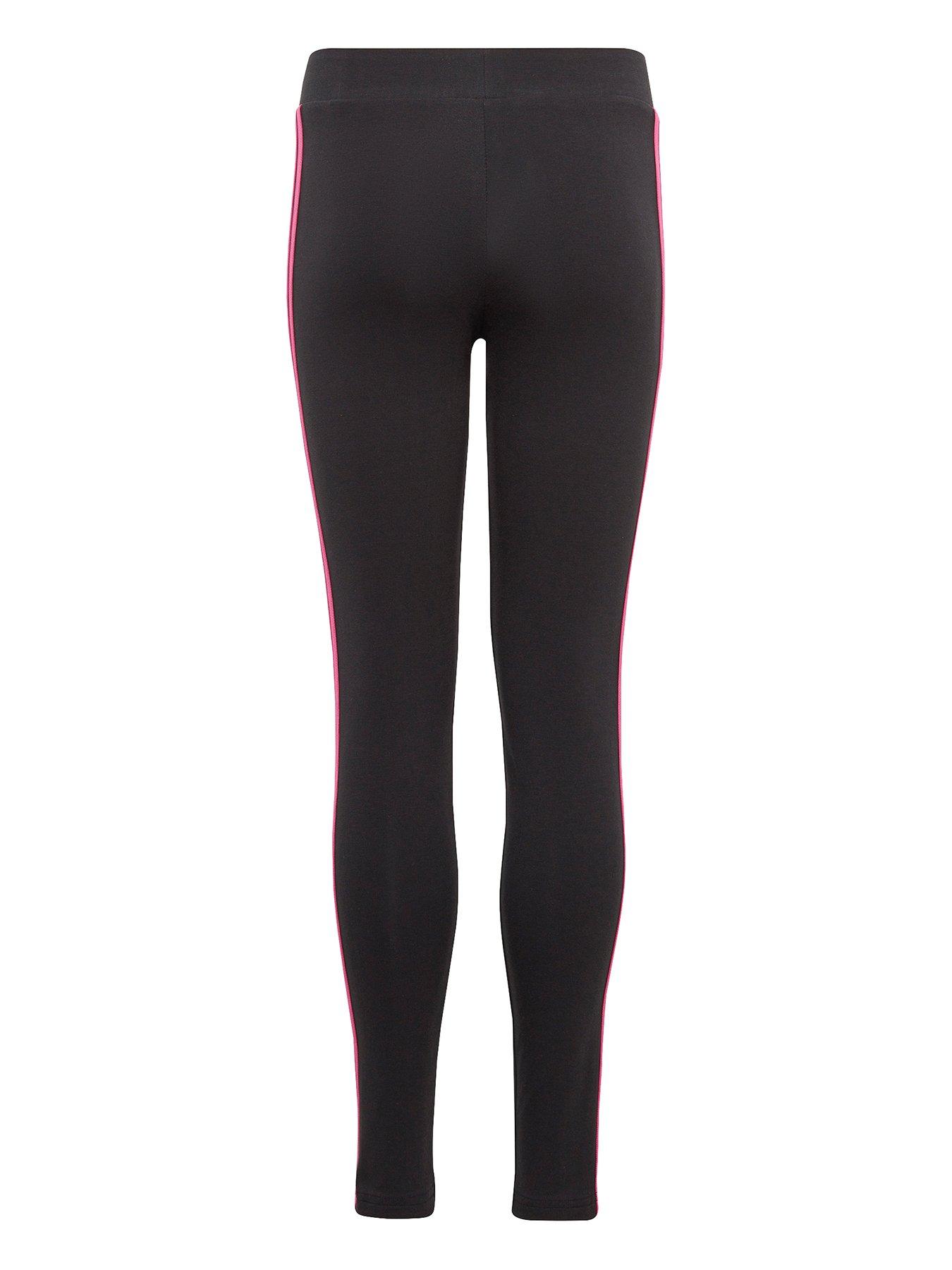 Black adidas leggings with pink stripes best sale