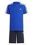  image of adidas-junior-boys-train-essentials-3-stripes-short-amp-t-shirt-set-blue