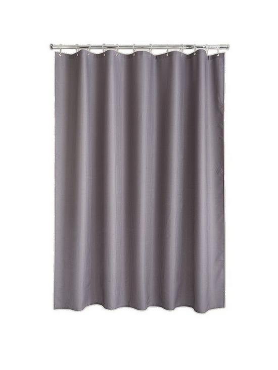 front image of aqualona-grey-waffle-shower-curtain
