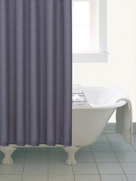 stillFront image of aqualona-grey-waffle-shower-curtain