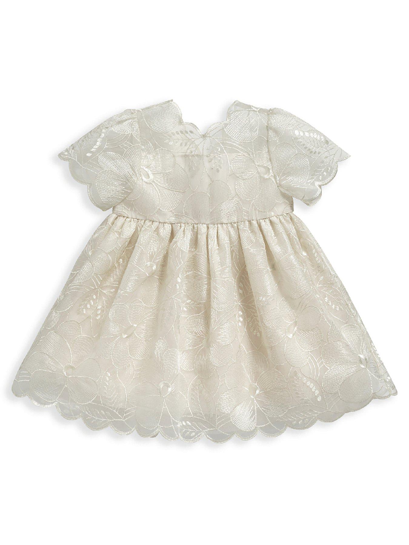 Mamas & Papas Baby Girls Floral Lace Detail Dress Cream
