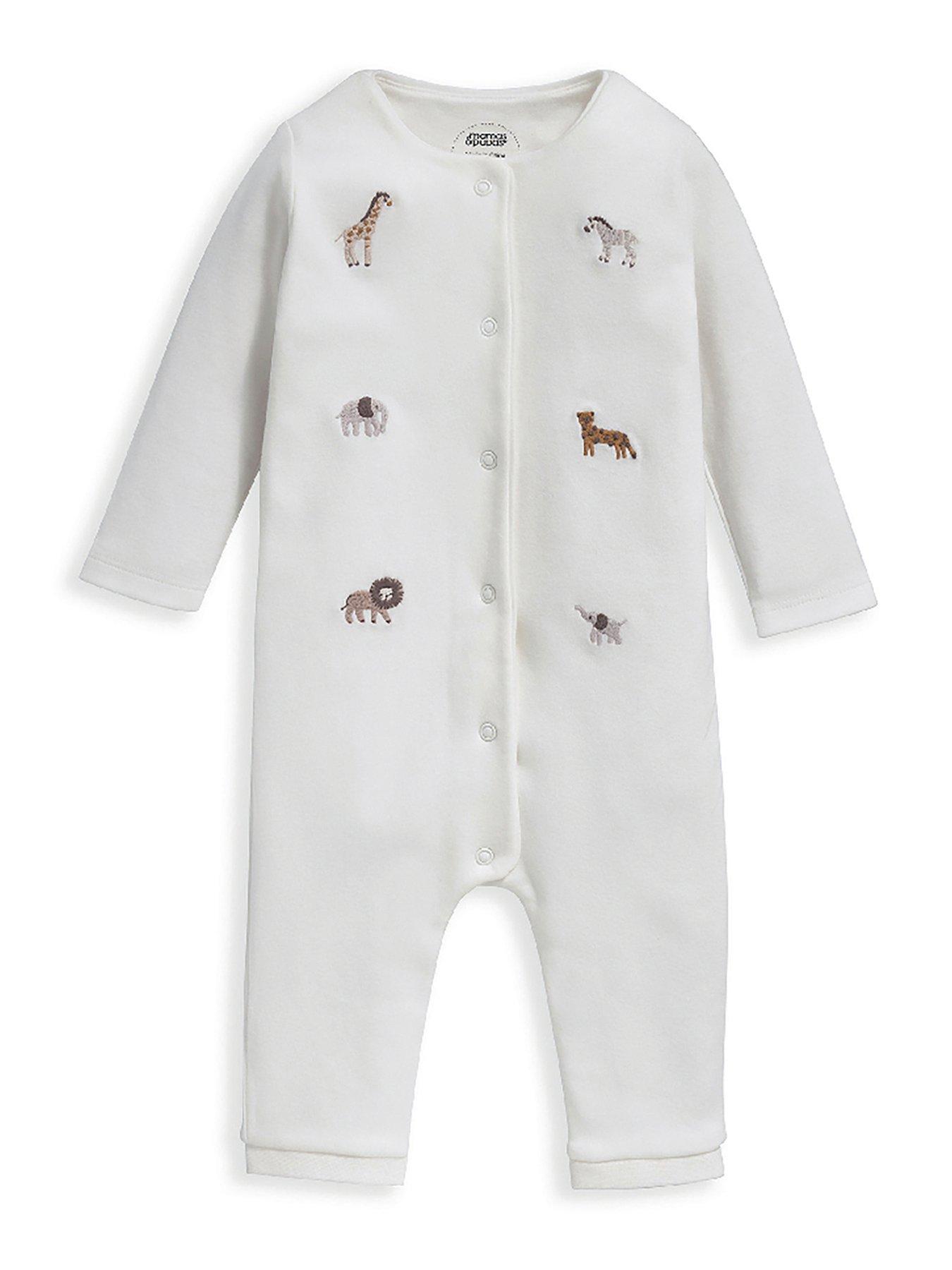 Mamas & Papas Baby Unisex Safari Embroidered Romper Cream