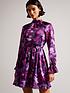  image of ted-baker-sammieh-high-neck-fit-and-flare-mini-dress-purple
