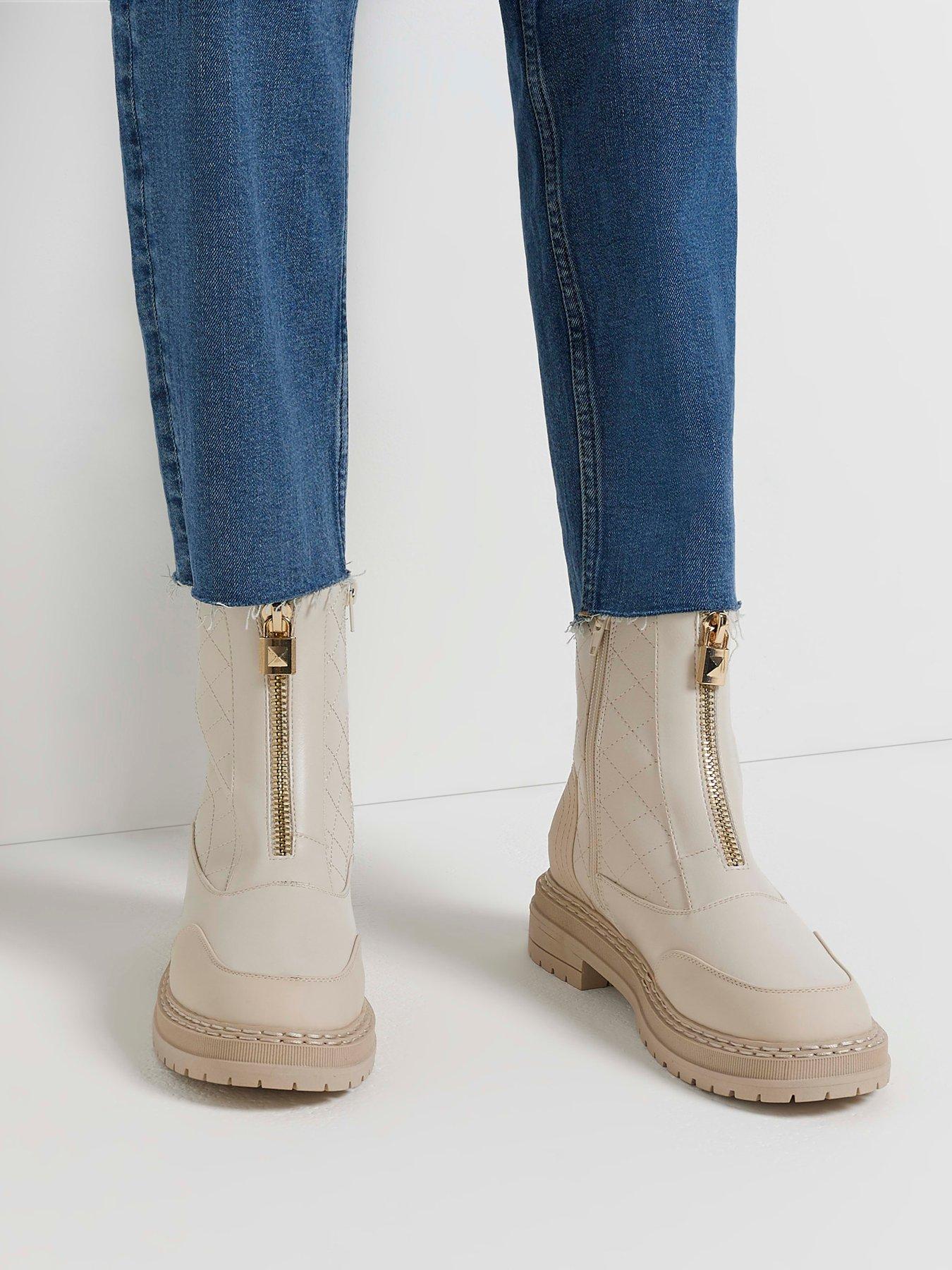 River island cream boots on sale