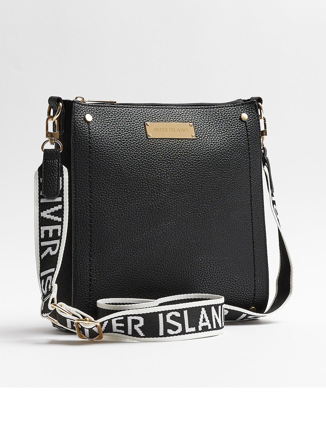 River Island Structured Messenger Bag Black littlewoods