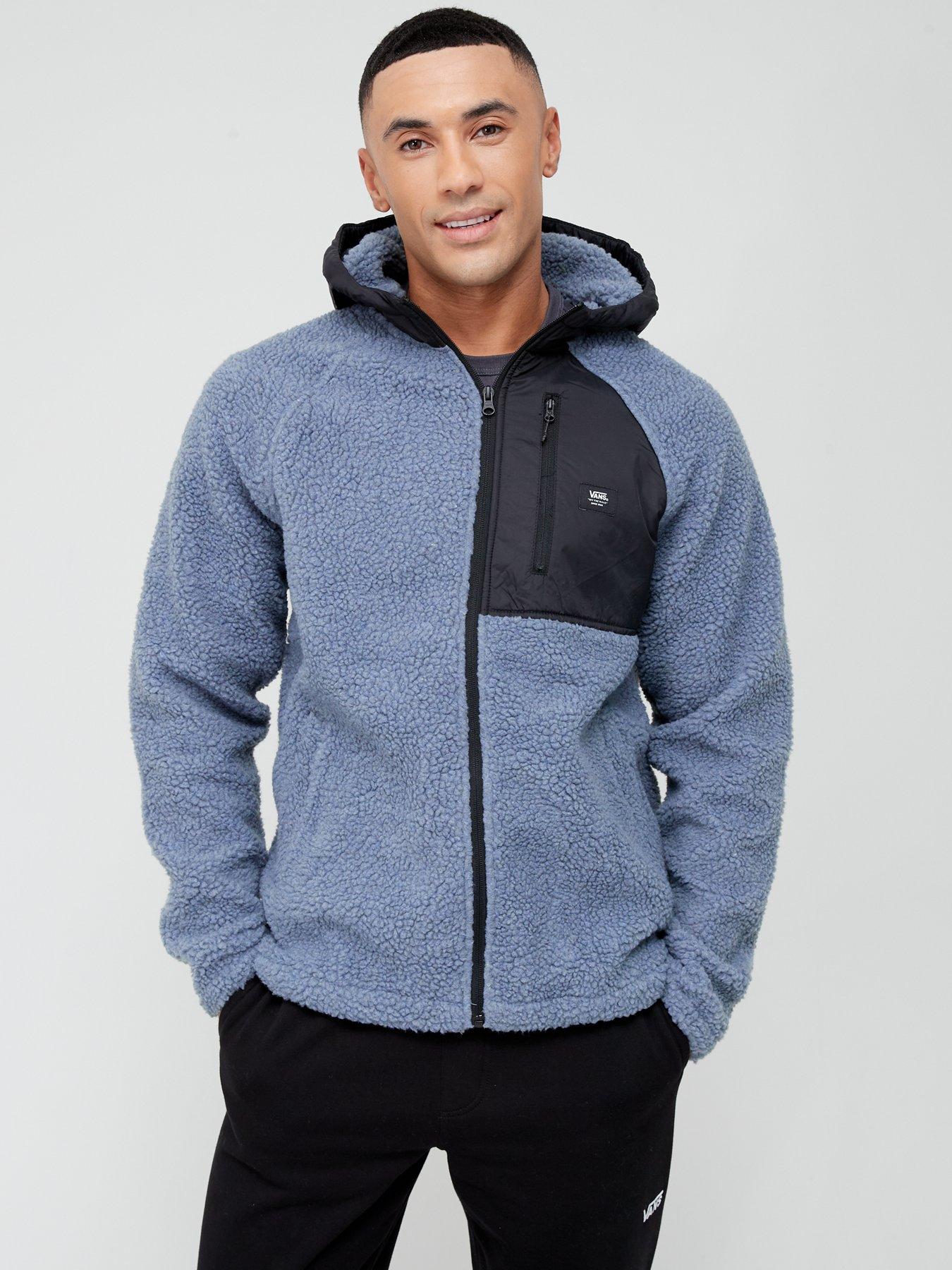 Sherpa Zip Fleece Jacket Black Grey