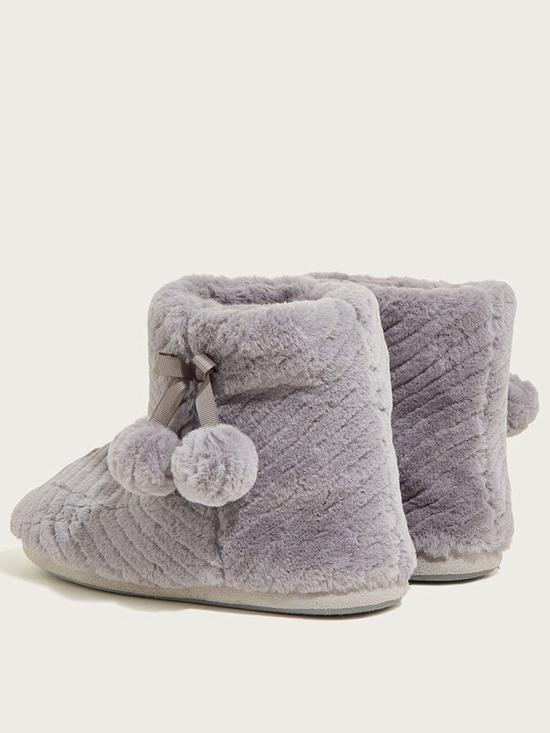 stillFront image of monsoon-quilted-pom-pom-slipper-boots-grey