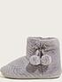  image of monsoon-quilted-pom-pom-slipper-boots-grey