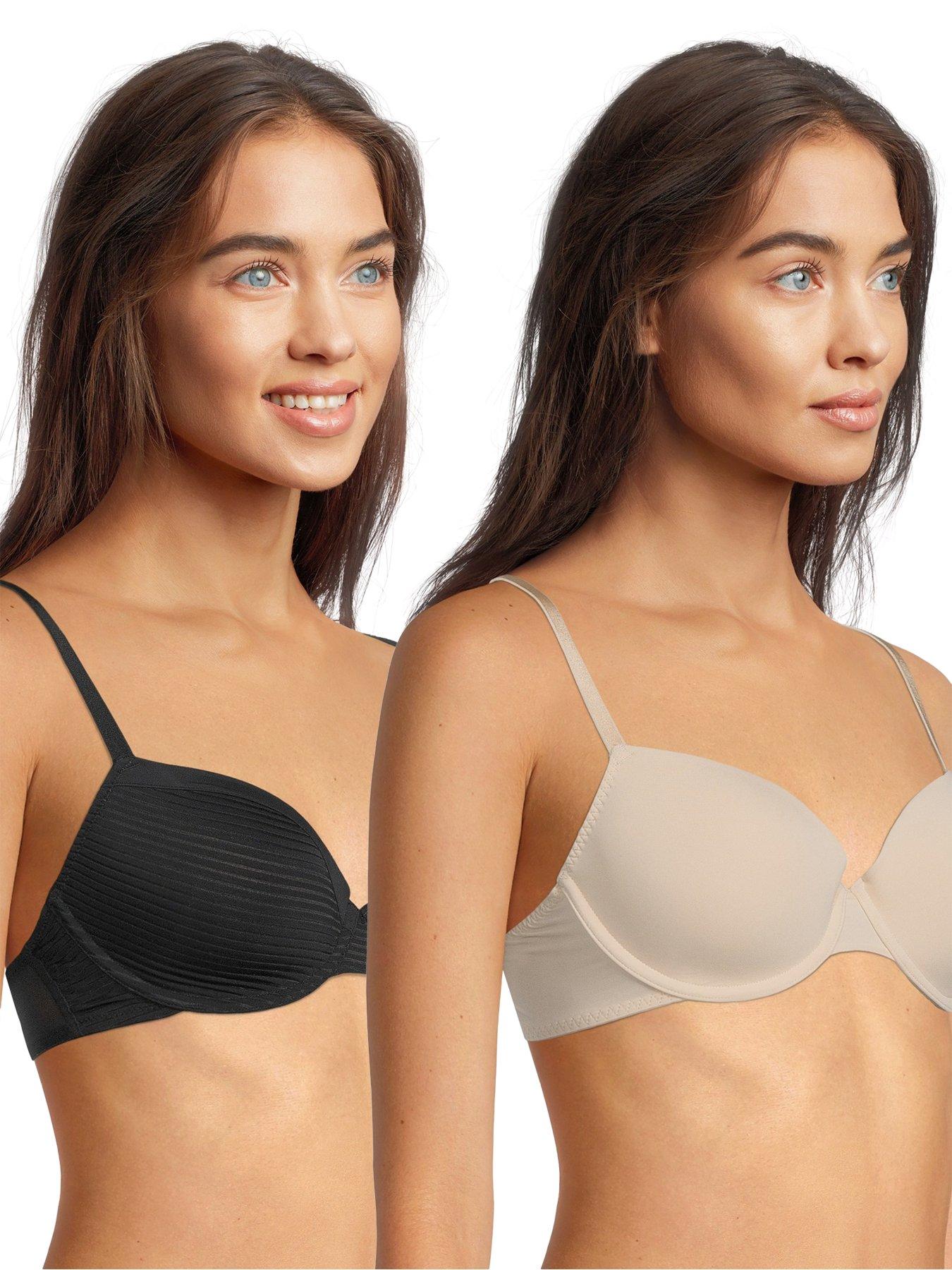 undefined 2pk Louise Light Padded Demi Bra - Black/Beige