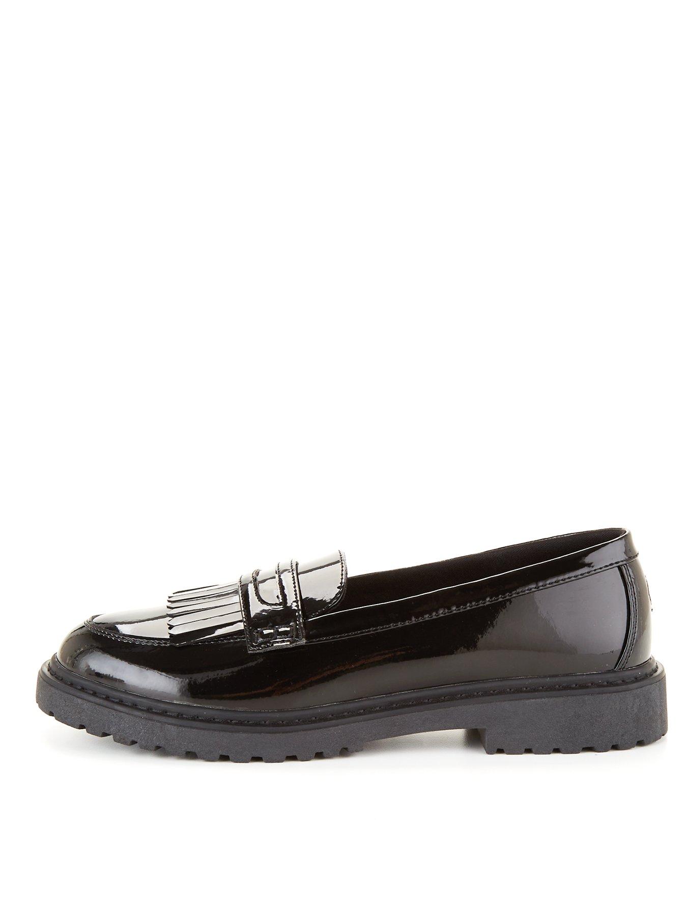 The Very Collection Wide Fit Older Girls Patent Leather Loafer School Shoe - Black