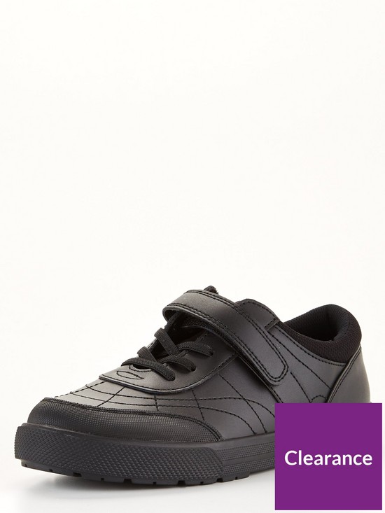 stillFront image of v-by-very-wide-fitnbspolder-boys-lace-leather-trainer-school-shoes-black