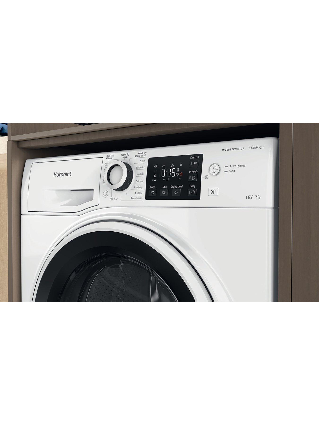  image of hotpoint-ndb11724wuk-11kg-wash-7kg-drynbsp1600-spin-freestanding-washer-dryer-white