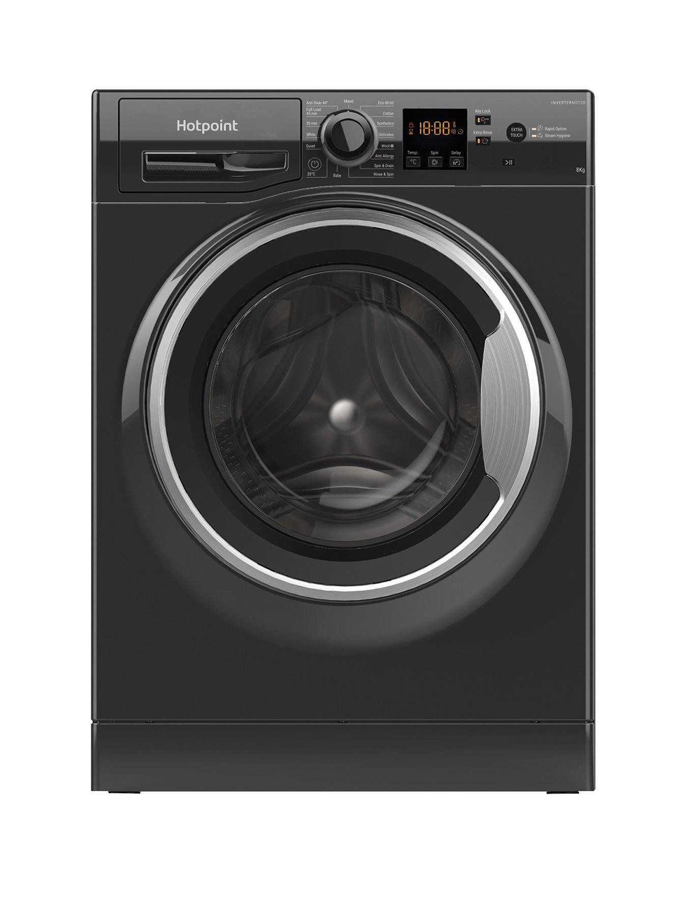  image of hotpoint-nswm845cbsukn-8kg-loadnbsp1400rpm-spinnbspwashing-machine-black