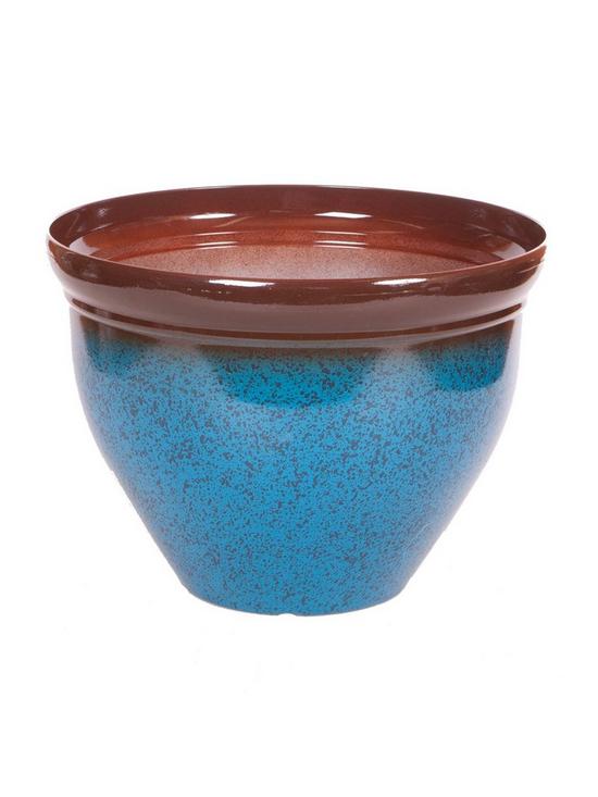 front image of ceramic-look-mottled-blue-planter-395cm