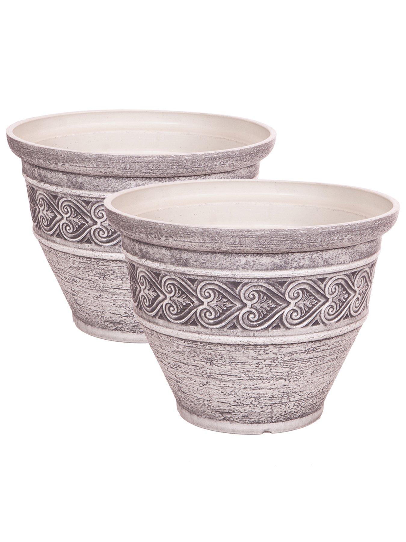 undefined Pair Heart 40cm Washed Granite Planter