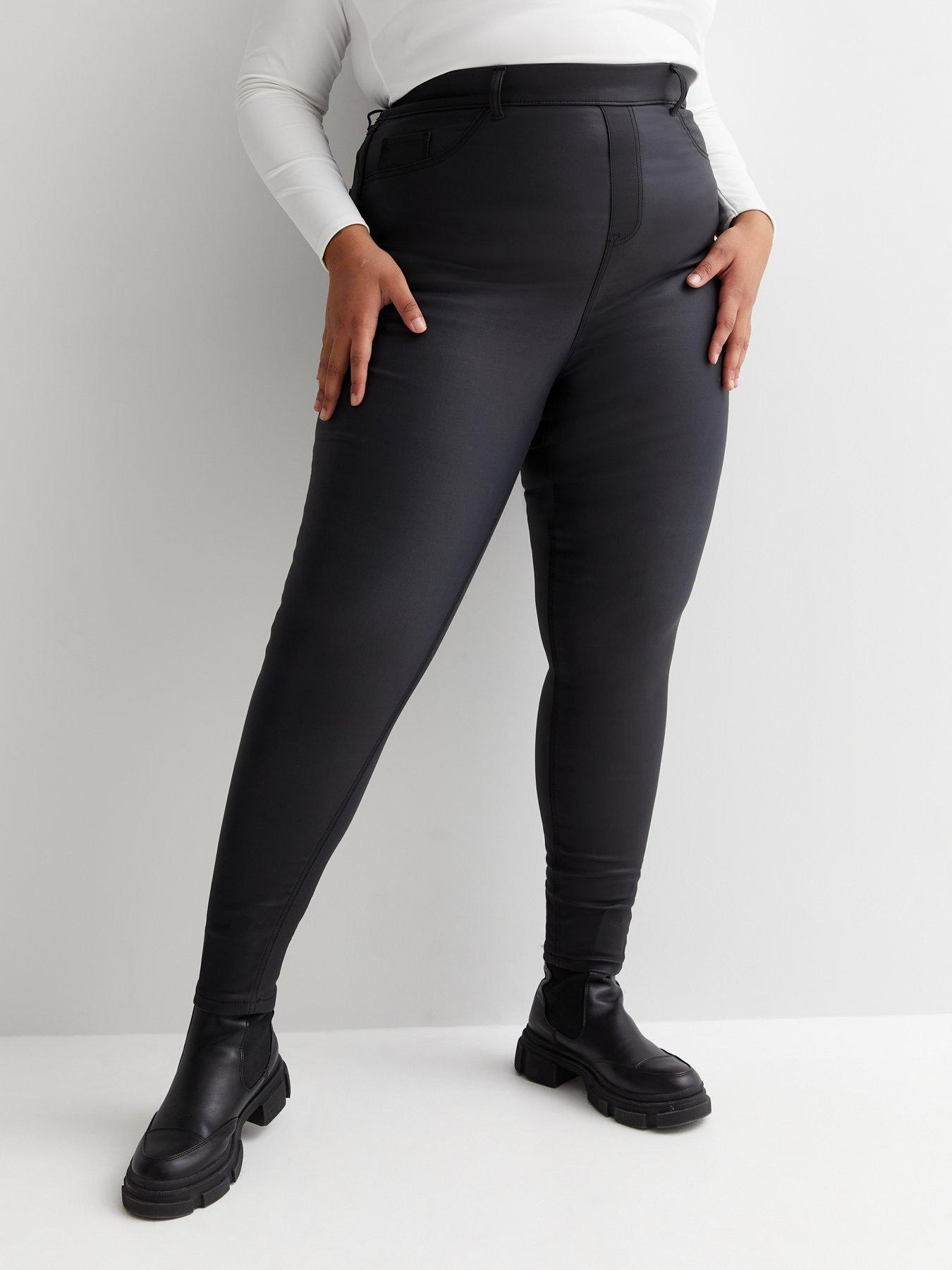 Womens black coated on sale jeggings