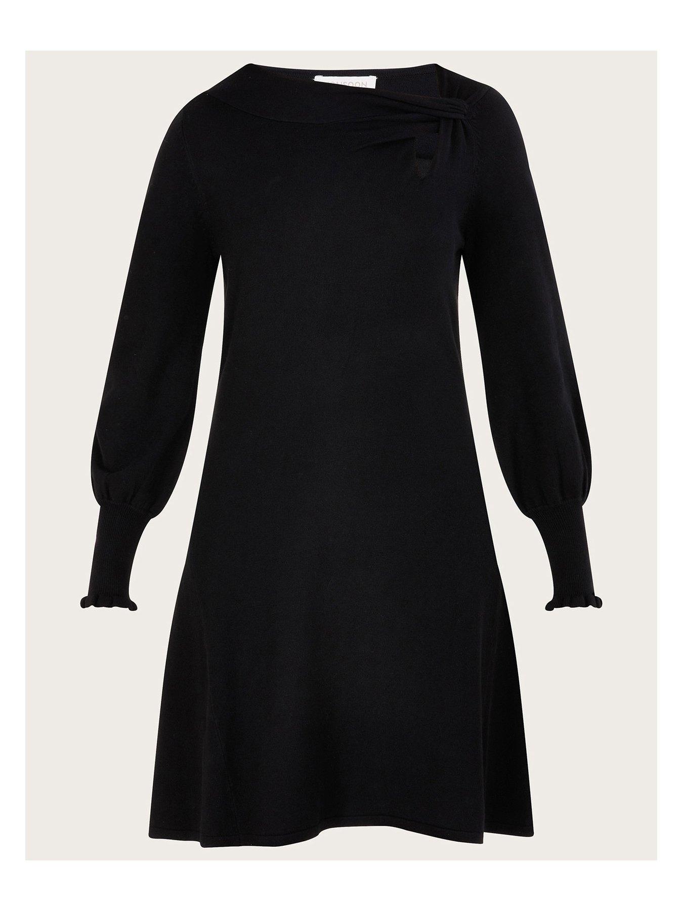  image of monsoon-side-knot-twist-dress-black