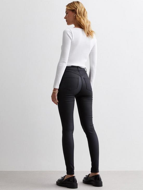 stillFront image of new-look-coated-leather-look-mid-rise-lift-amp-shape-emilee-jeggings-black