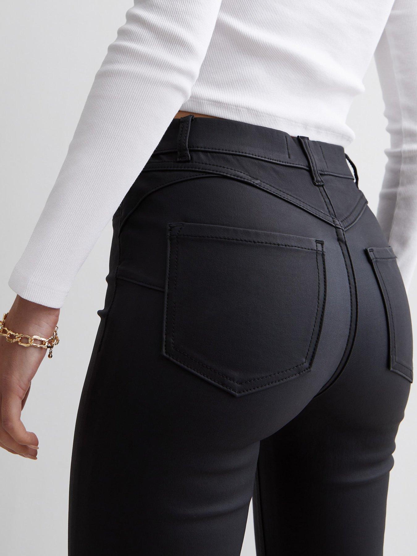  image of new-look-lift-amp-shape-coated-high-waisted-jeggings-black