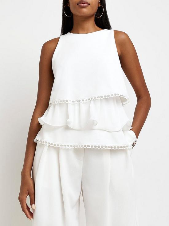 front image of river-island-frill-layered-top-white