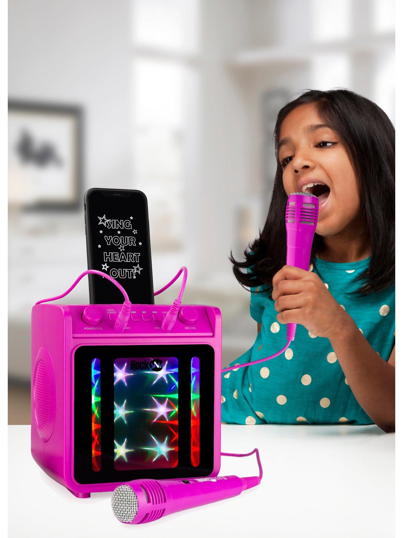 undefined 10-Watt Rechargeable Bluetooth Karaoke Machine with Two Microphones - Pink