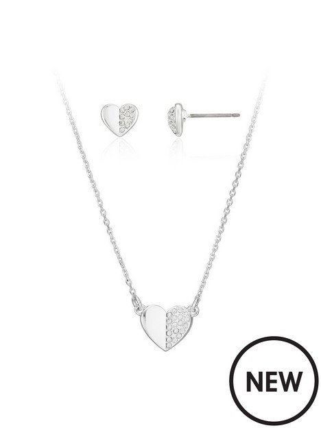 buckley-london-split-sparkle-heart-set-with-necklace-and-stud-earrings--silver