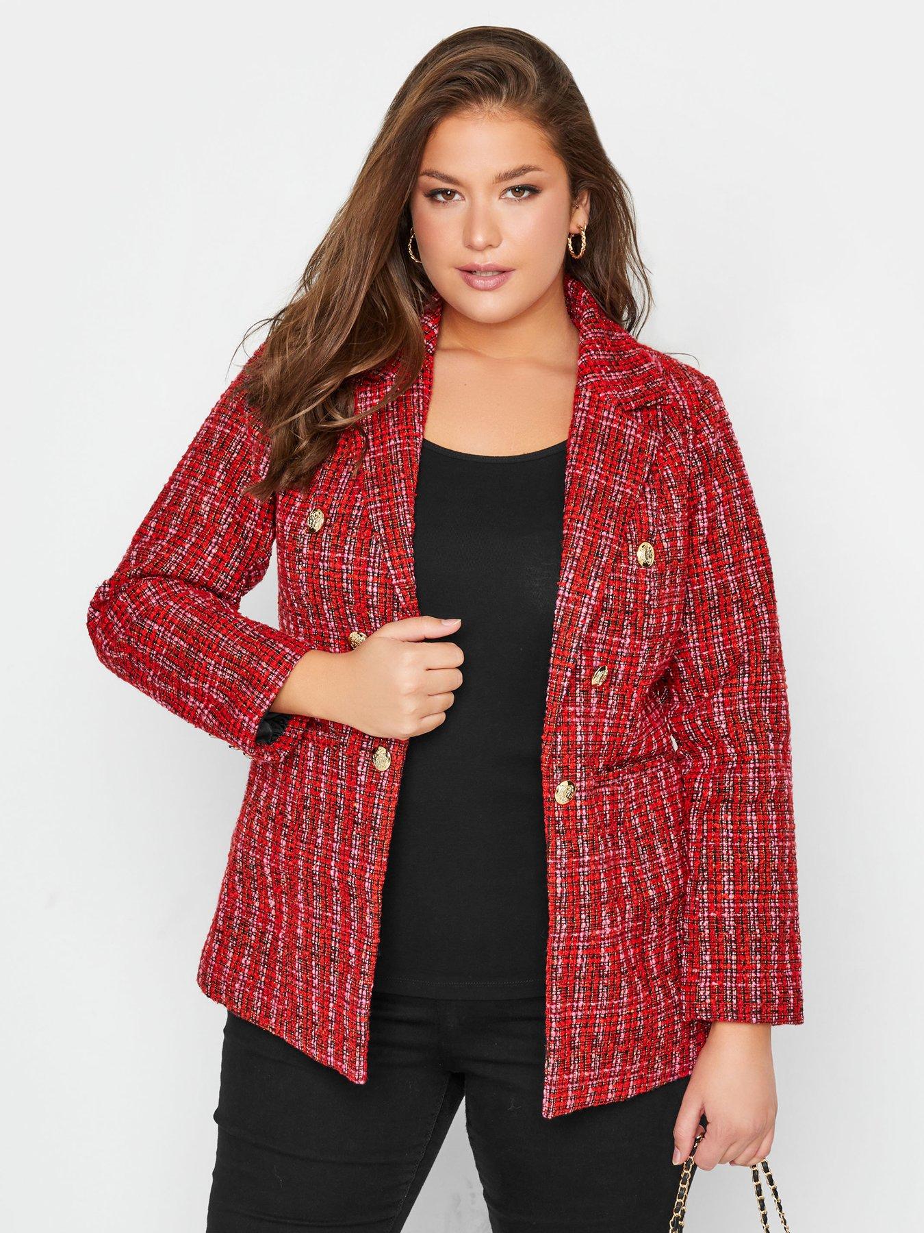 Yours Boucle Blazer - Red | littlewoods.com