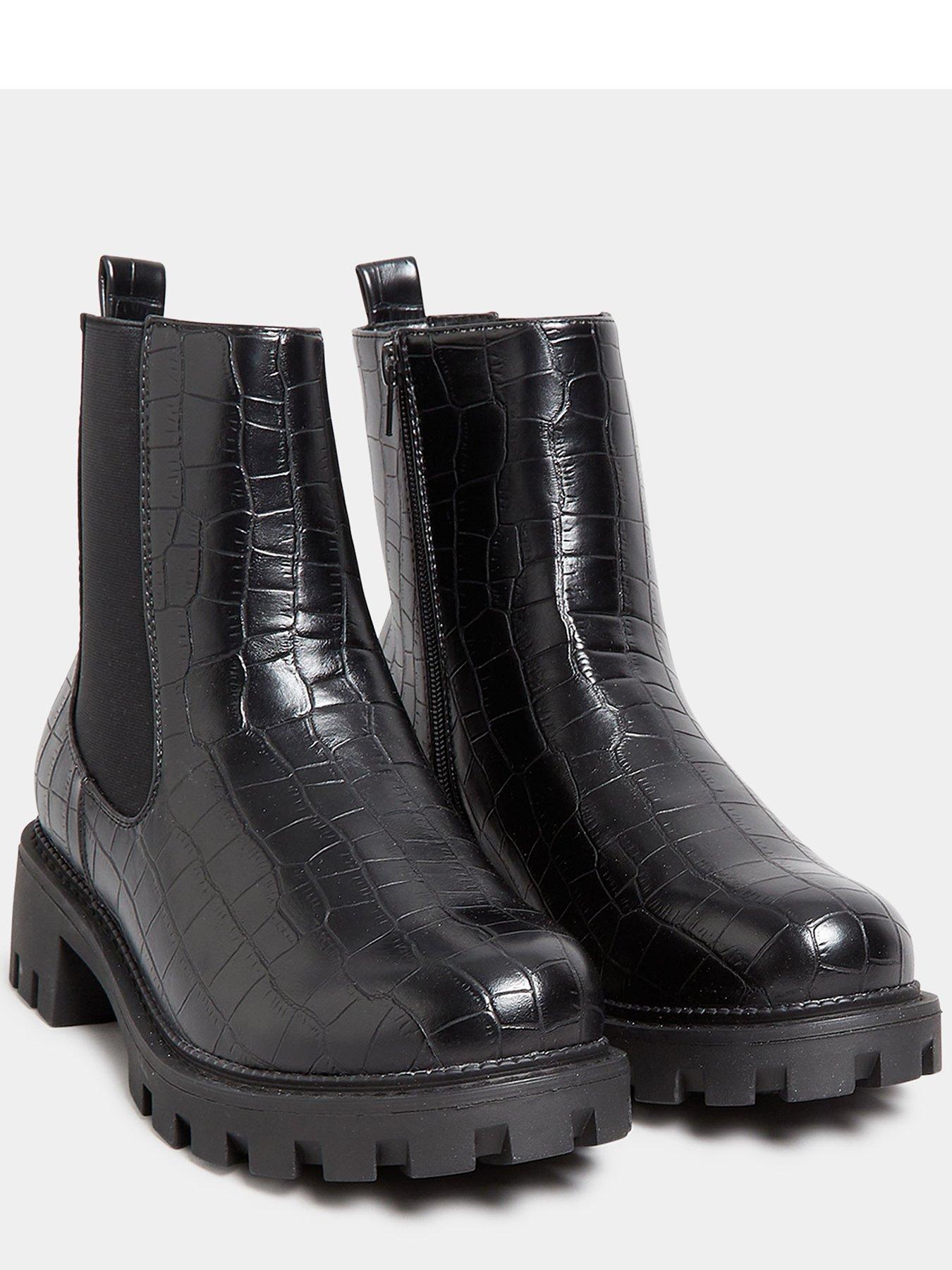  image of yours-extra-wide-fit-chunky-chelsea-croc-black