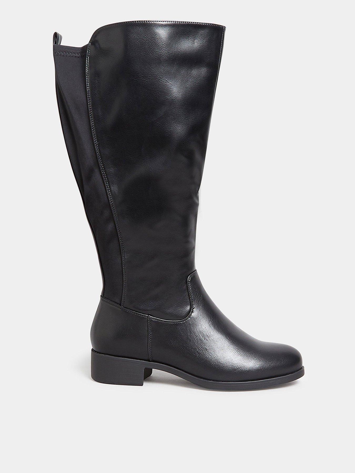 undefined Extra Wide Fit Stretch Knee Boot Pu Black