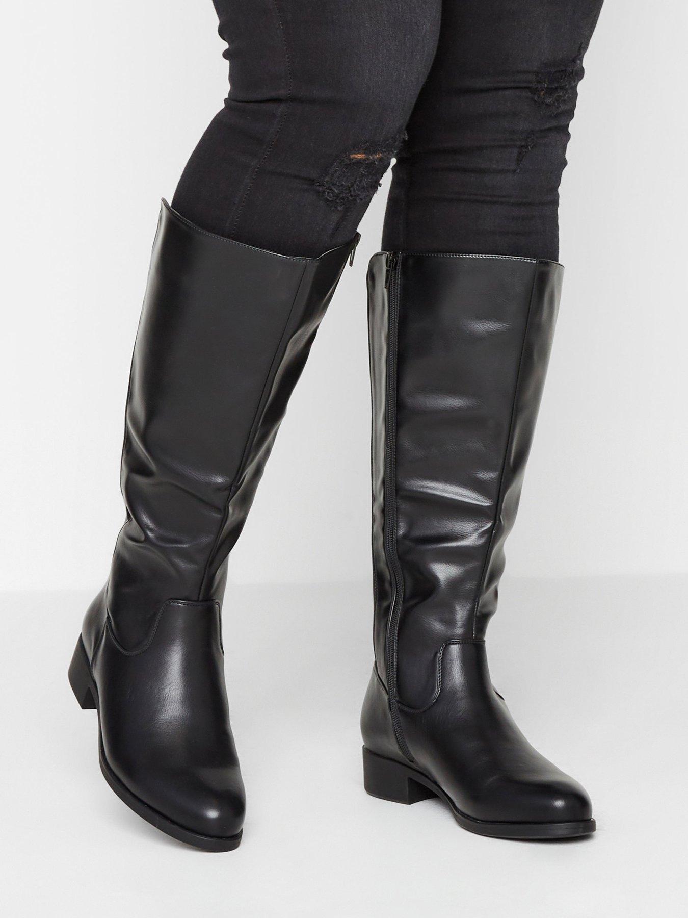 Yours Extra Wide Fit Stretch Knee Boot Pu Black Littlewoods