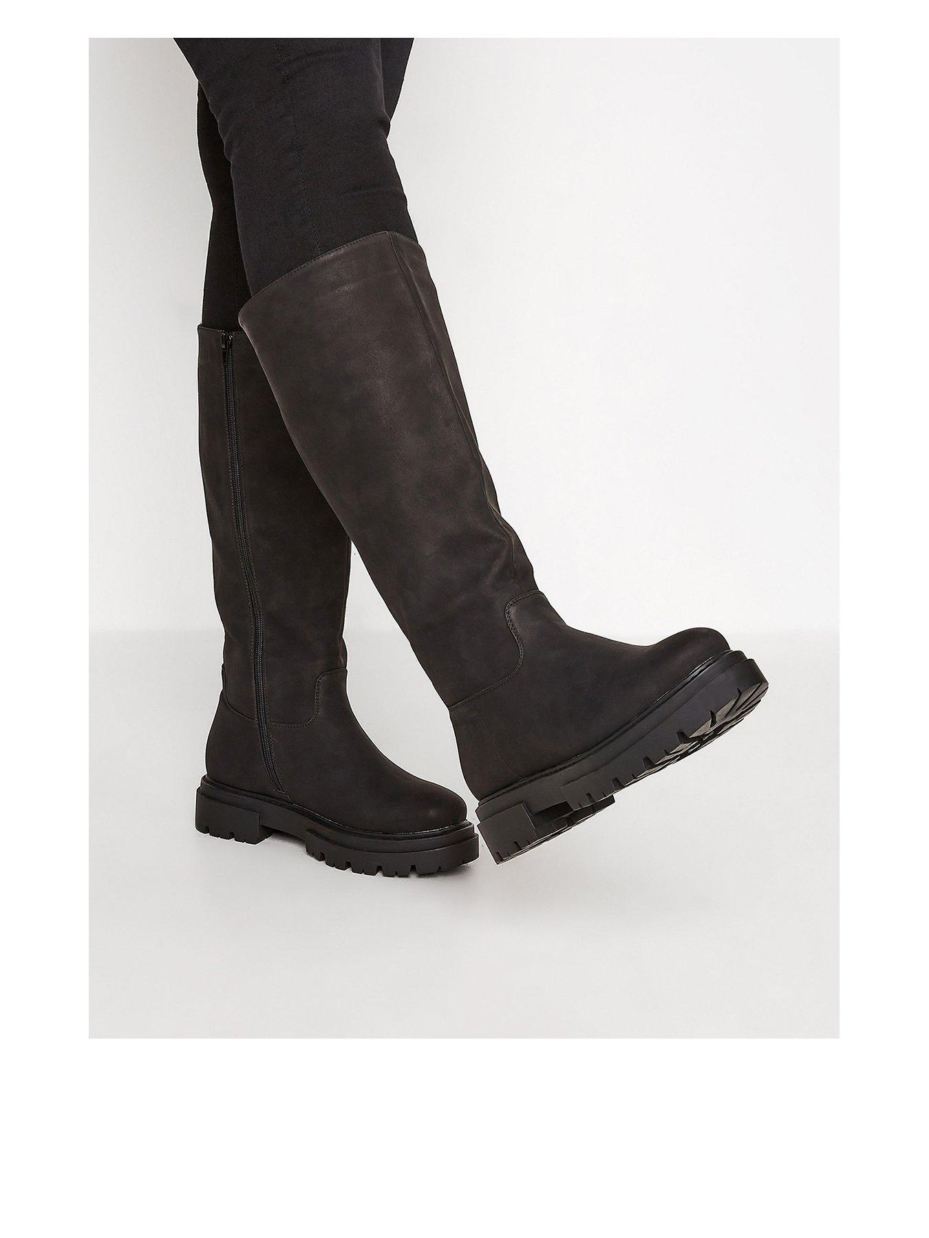 Yours Extra Wide Fit Cleated Calf Boot Black littlewoods