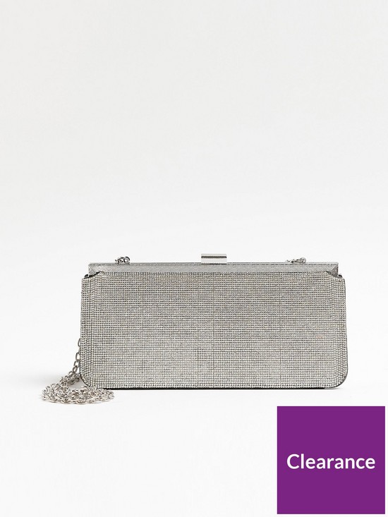 front image of river-island-heatseal-clutch-bag-silver