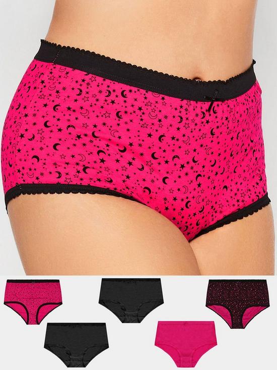 front image of yours-5pk-star-and-moon-full-briefs-pink