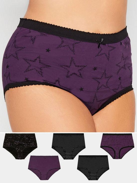 front image of yours-5pk-celestrial-star-full-briefs-purple