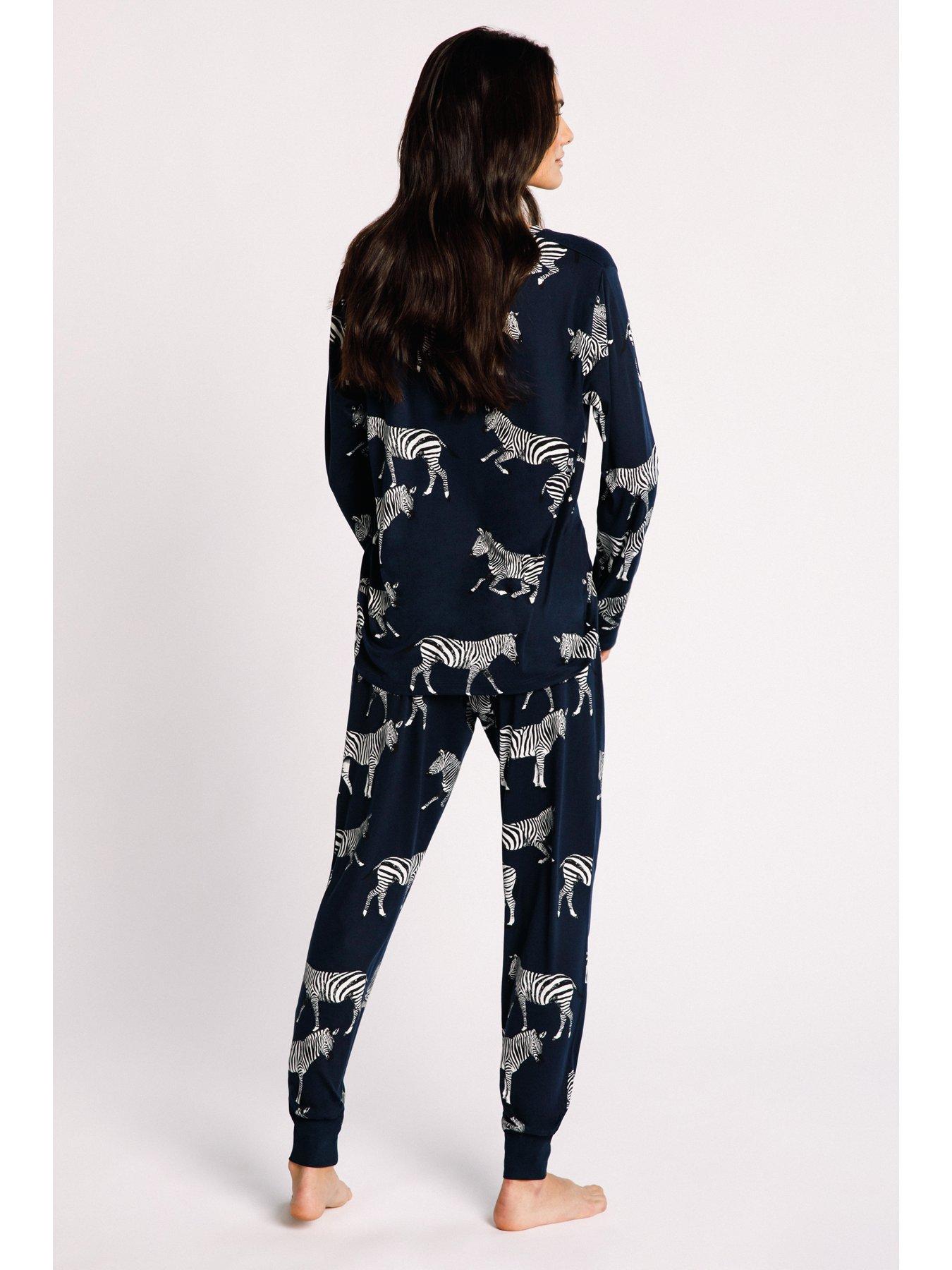  image of chelsea-peers-long-crew-zebra-printed-set