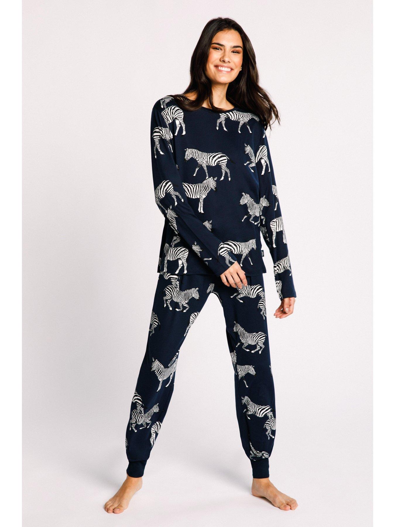  image of chelsea-peers-long-crew-zebra-printed-set